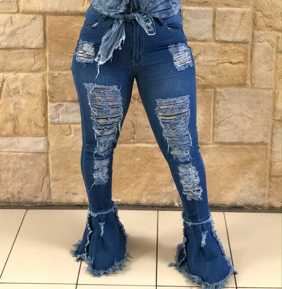 Flare Jeans Extreme Distressed Jeans FACEONLAB Distressed Heavy